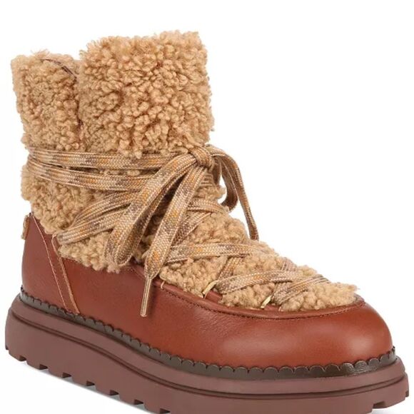 Sam Edelman Orelia Tan Brown Shearling Lace-Up Boots Size 8.5 - Picture 10 of 10